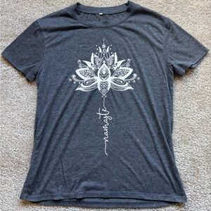 Cute gray Namaste T-shirt size small